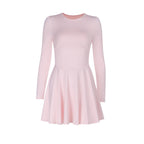 Damen elegantes Minikleid im klassischen A-Linien-Schnitt mit langen Ärmeln und schickem Herzausschnitt EB
