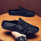 Damen lässige Mokassins mit dekorativem Reißverschluss und weichem Lederobermaterial