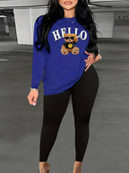 Damen Sweatshirt mit künstlerischem Bärenmotiv R&B