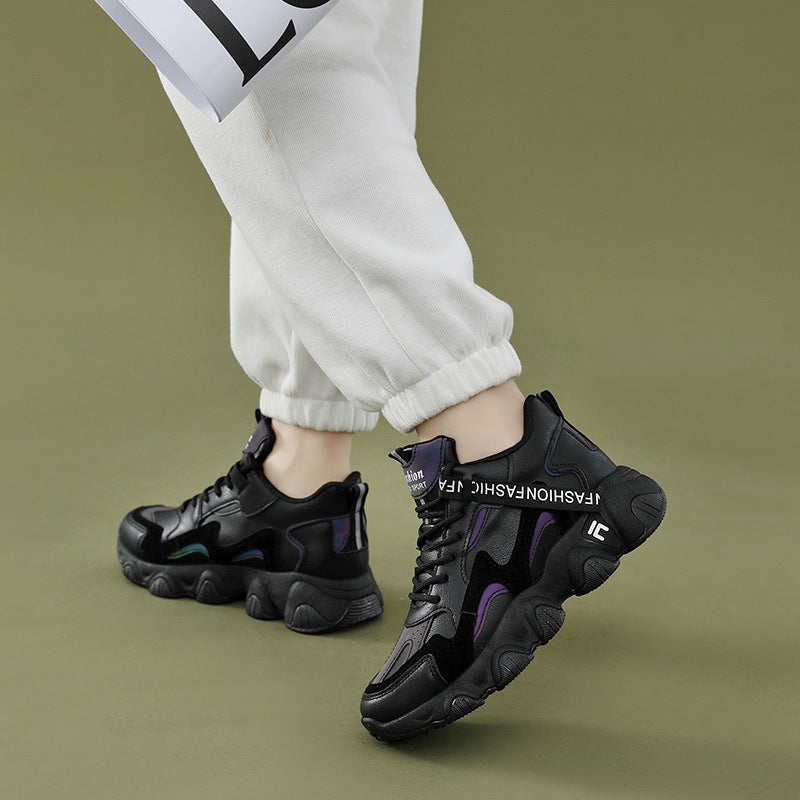 Damen sportliche Sneakers mit modischem Metallic-Design und dämpfender Sohle R&B