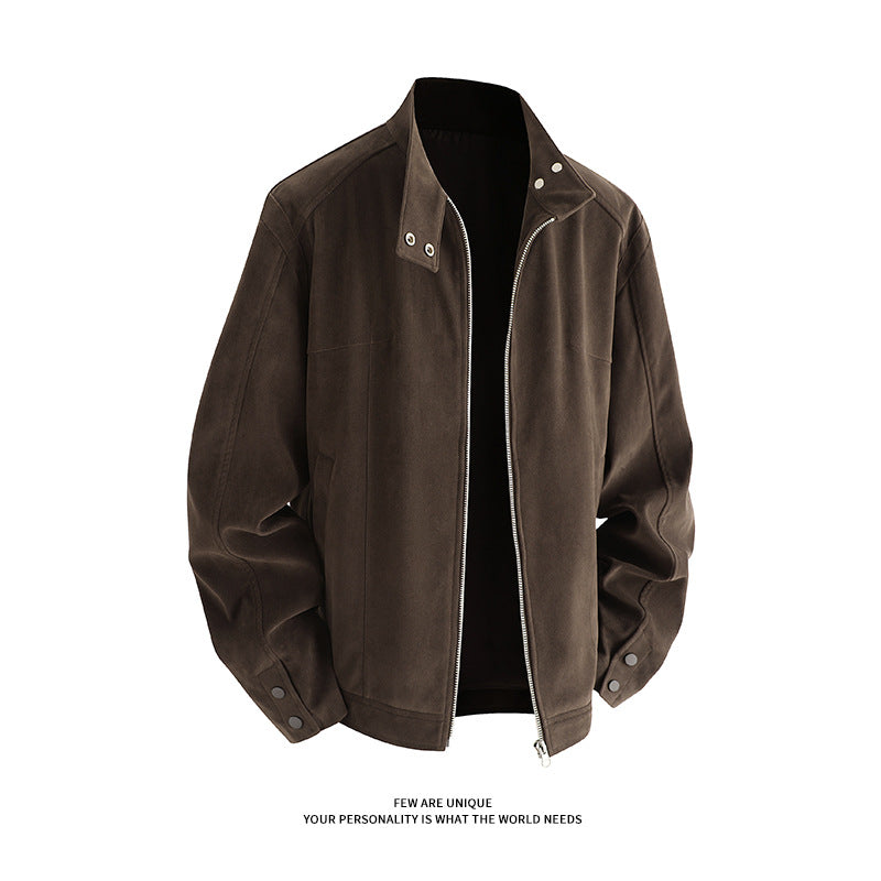 Herren Freizeitjacke aus weichem Kunstleder mit praktischem Kragen und Reißverschluss R&B