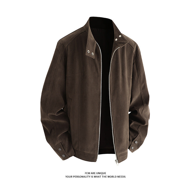 Herren Freizeitjacke aus weichem Kunstleder mit praktischem Kragen und Reißverschluss R&B