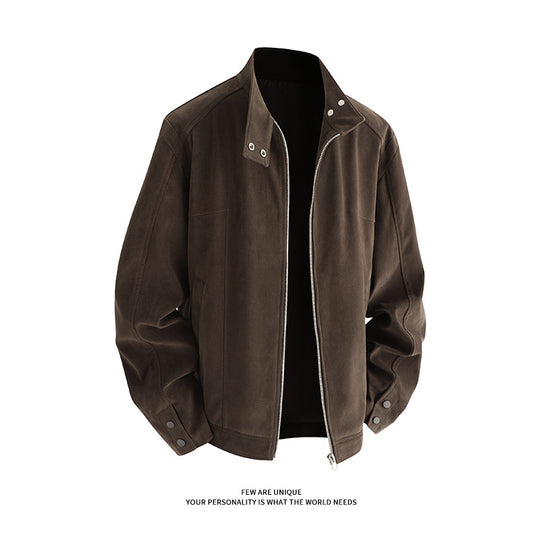 Herren Freizeitjacke aus weichem Kunstleder mit praktischem Kragen und Reißverschluss R&B