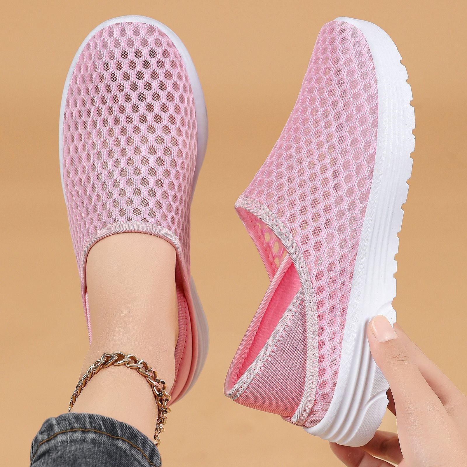 Damen Atmungsaktive Slip-On Sportschuhe mit flexiblem Mesh-Obermaterial R&B