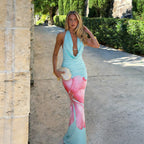 Damen Asymmetrisches Maxikleid mit floralem Druck R&B