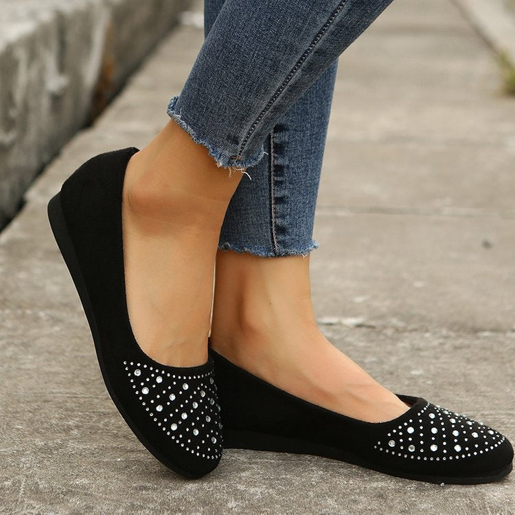 Damen Elegante Ballerinas mit Funkelndem Strass-Detail und Komfortabler Sohle R&B