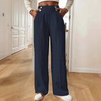 Damen Elegante und luftige Hochbundhose mit weitem Bein und praktischen Taschen R&B