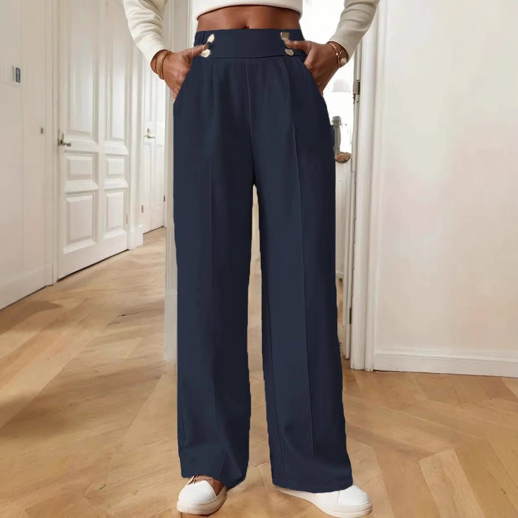 Damen Elegante und luftige Hochbundhose mit weitem Bein und praktischen Taschen R&B