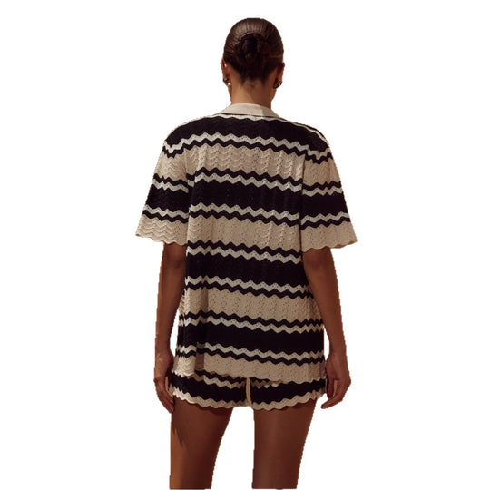 Damen lässiges Häkel-Shorts-Set R&B