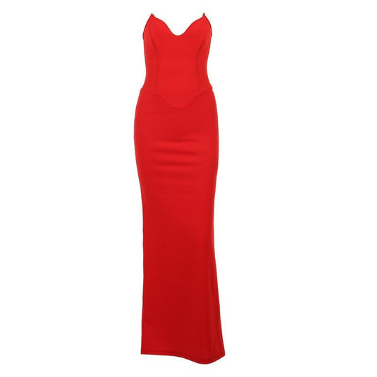 Damen Elegantes Abendkleid mit herzförmigem Ausschnitt und schwingendem Saum R&B