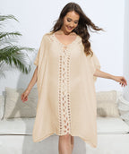 Damen luftiger Kaftan mit filigranem Häkelmuster R&B