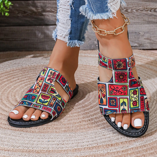 Damen Bunte Riemchen-Sandalen mit modischem Design und anatomischem Fußbett R&B