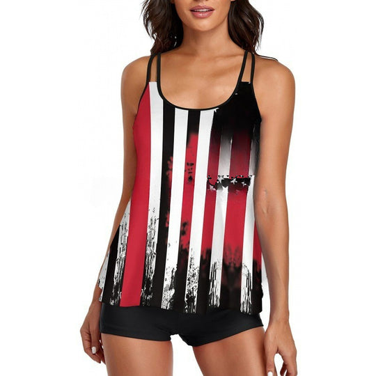 Damen Sportliches Tankini-Set mit bequemem Shorts und verstellbaren Trägern R&B