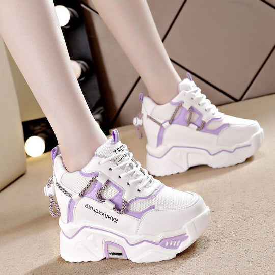 Damen Hochwertige Plateau-Sneaker mit atmungsaktivem Mesh-Obermaterial R&B