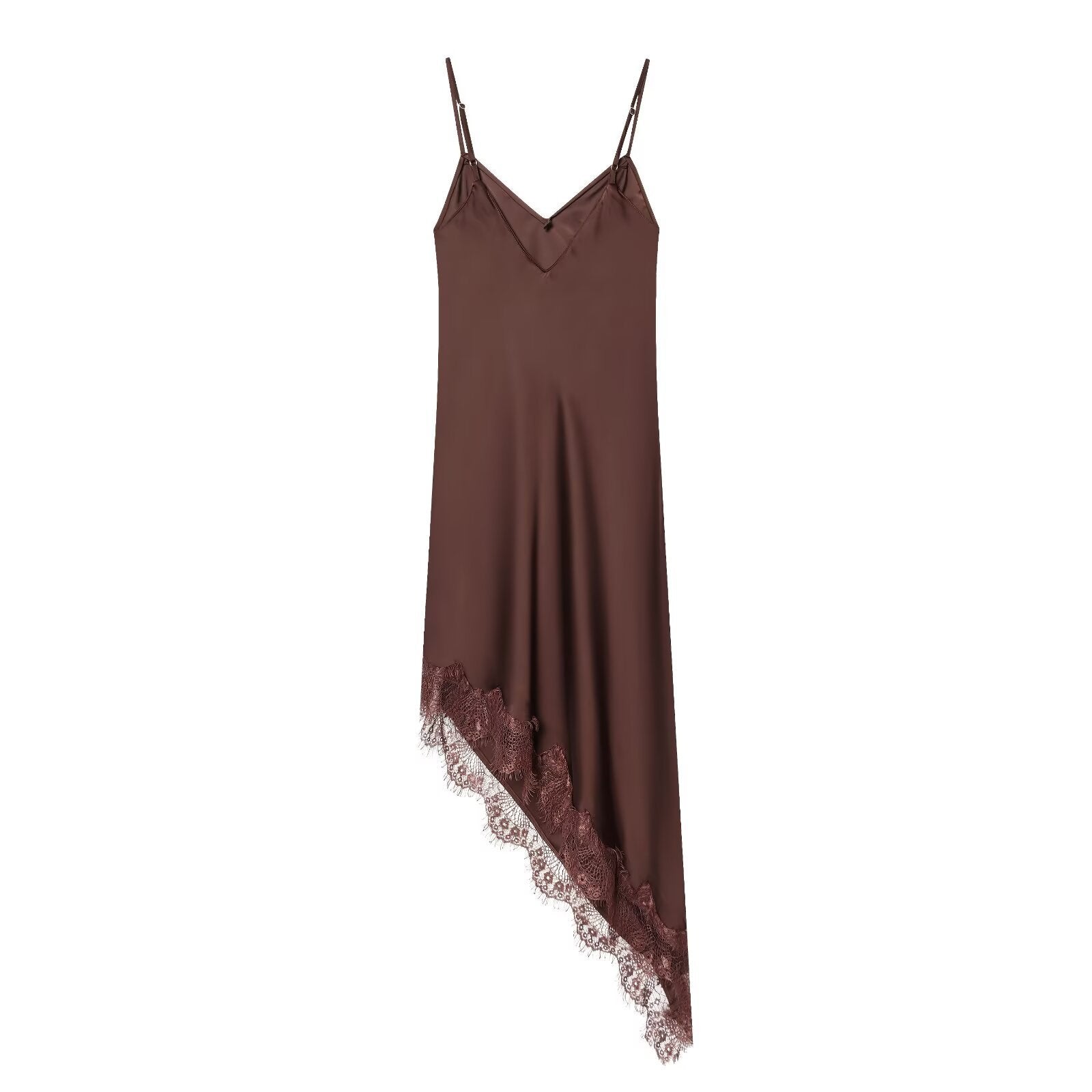 Damen Satin Nachthemd mit elegantem Spitzenbesatz R&B