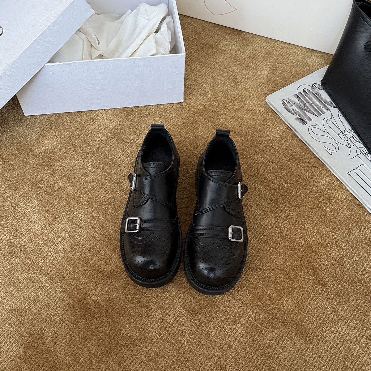 Damen elegante Schnürschuhe mit modischem Schnallenverschluss R&B