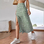 Damen Maxirock mit floralem Print und seitlichem Schlitz R&B