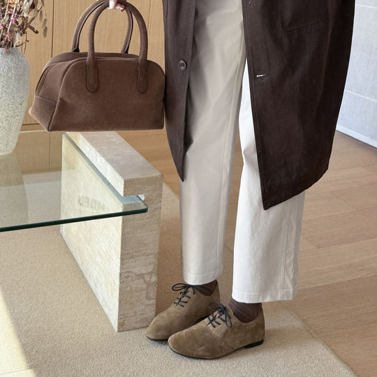 Damen Mokassins aus hochwertigem Wildleder mit elegantem Schnürdesign R&B