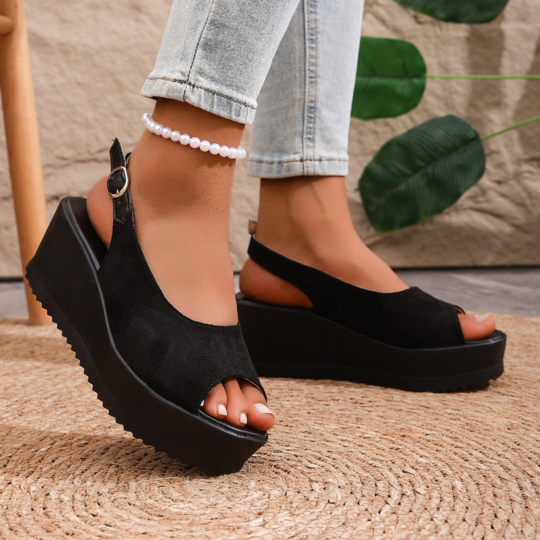 Damen Plateau-Sandalen mit offenem Zehenbereich und praktischem Klettverschluss R&B