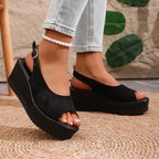 Damen Plateau-Sandalen mit offenem Zehenbereich und praktischem Klettverschluss R&B