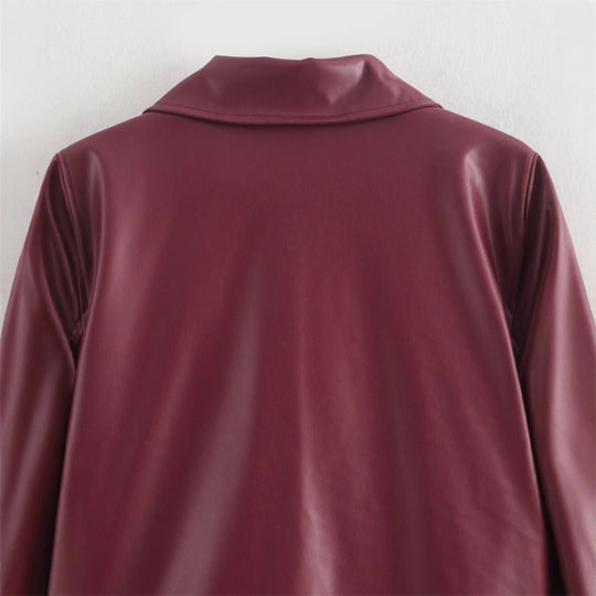 Damen Kunstlederjacke mit modernem Stehkragen und praktischen Reißverschlusstaschen R&B
