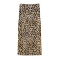 Damen elegant gestreifter Maxirock mit hohem Bund im Leoprint