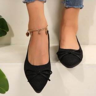 Damen Stilvolle und komfortable Ballerinas mit großem Schleifendetail R&B