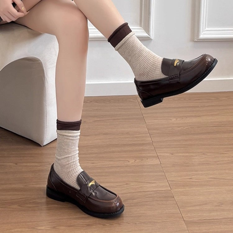 Damen Elegante Mokassins mit goldener Schnalle und bequemer Innensohle R&B