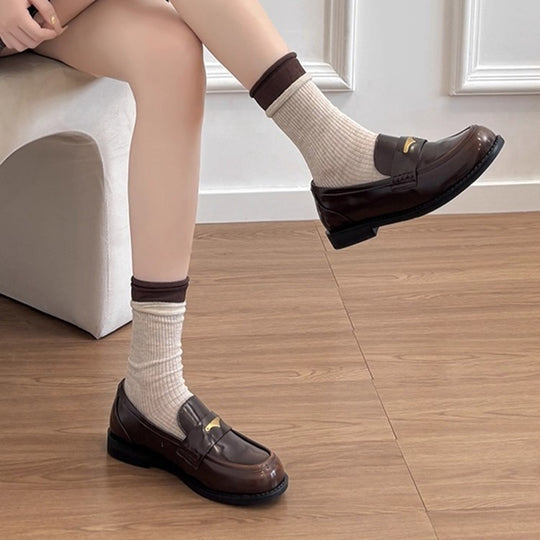 Damen Elegante Mokassins mit goldener Schnalle und bequemer Innensohle R&B