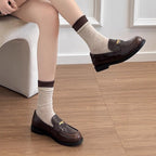 Damen elegante Mokassins mit goldener Schnalle R&B