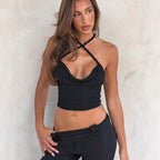 Damen Top mit kreativem Wickeldesign und raffinierter Raffung R&B