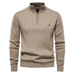 Herren Pullover mit halbem Reißverschluss und Rippstruktur