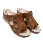 Damen bequeme Wedge-Pantoletten mit modischem Überkreuzriemen R&B