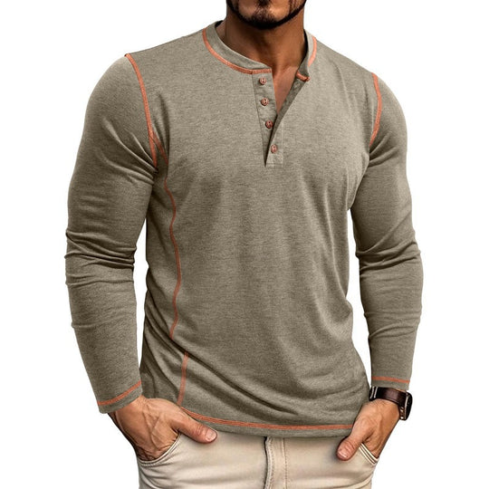 Herren Langarmshirt mit Knopfleiste R&B