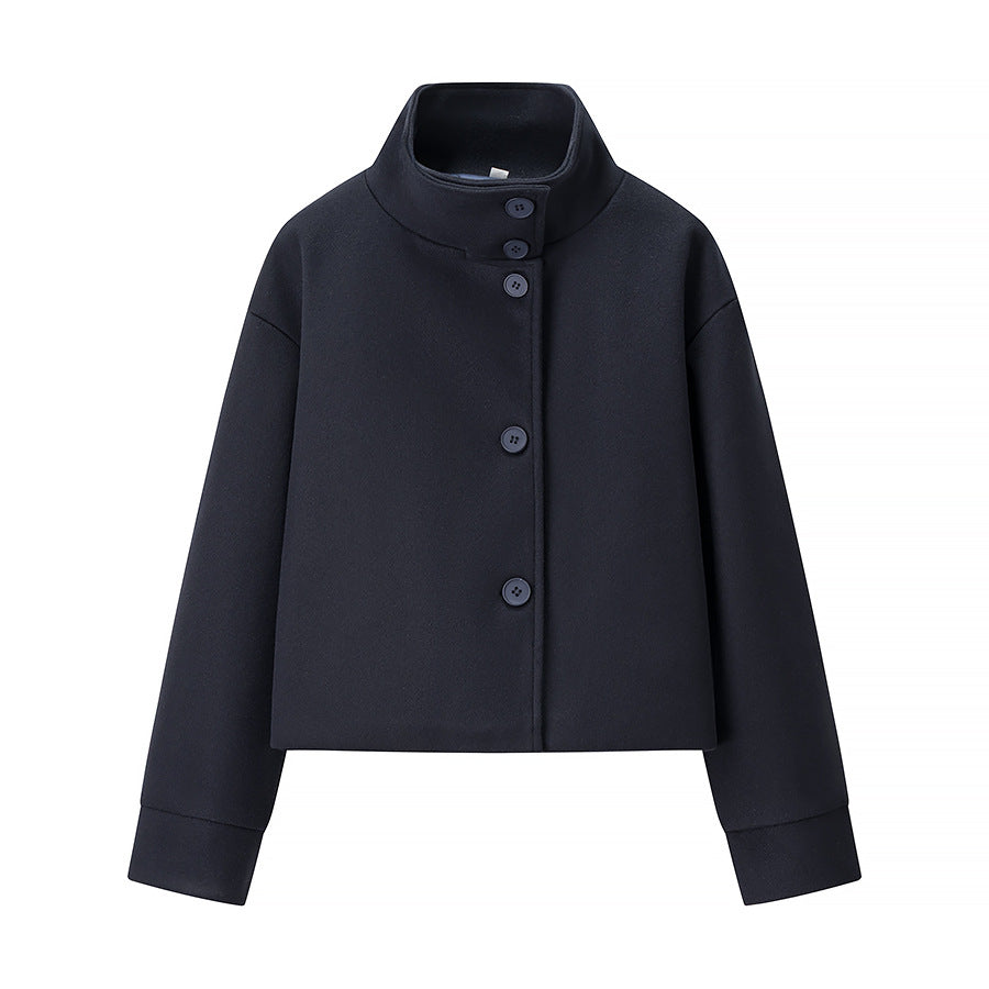 Damen elegante Kurzjacke mit hohem Kragen und dekorativen Knöpfen R&B