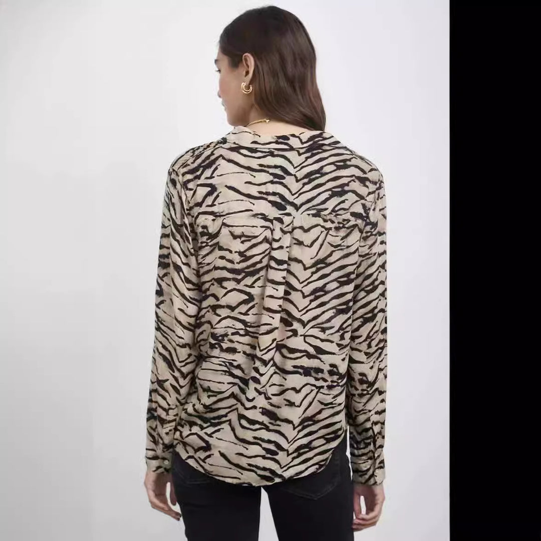 Damen Bluse mit auffälligem Tiermotiv und lockerer Passform R&B