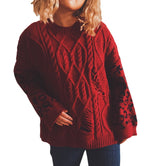Damen lässiger Strickpullover mit modernem Muster und einzigartigen Details R&B