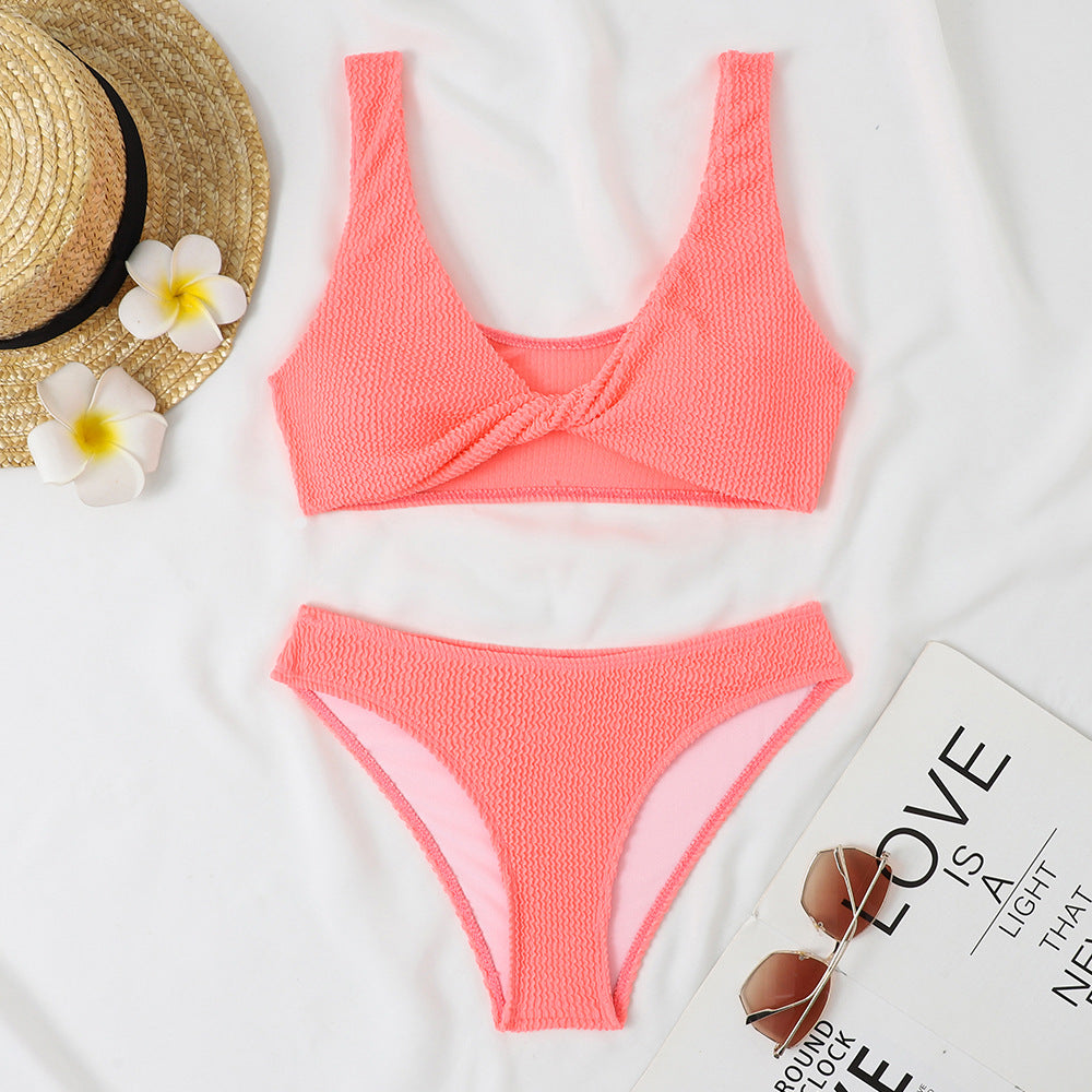 Damen Bikini-Set mit Twist-Design und hohem Taillenbund R&B