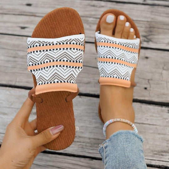 Damen modische Zehentrenner-Sandalen mit auffälligem Muster R&B