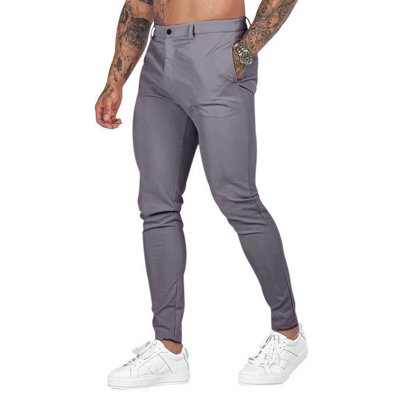 Herren Slim Fit Trousers aus elastischem Material mit seitlichen Taschen