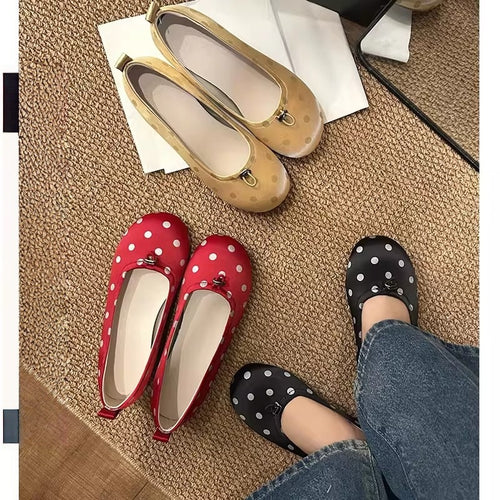 Damen elegante Ballerinas mit verspieltem Punkte-Design und komfortablem Fußbett R&B