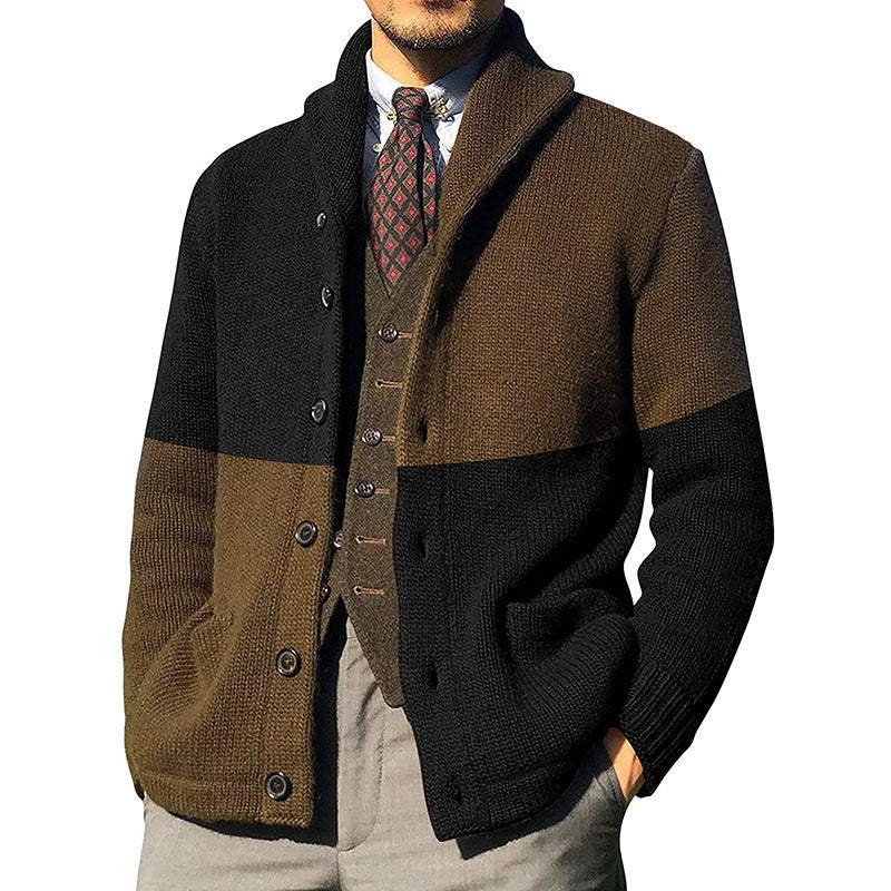 Herren Elegante Strickjacke mit hochgeschlossenem Kragen und Knopfdetails R&B
