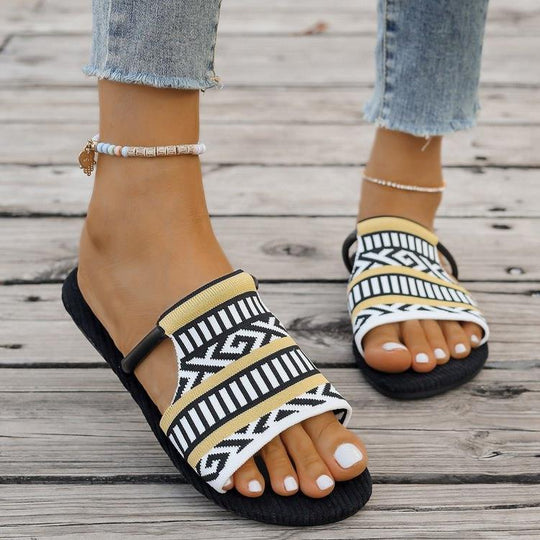 Damen modische Zehentrenner-Sandalen mit auffälligem Muster R&B
