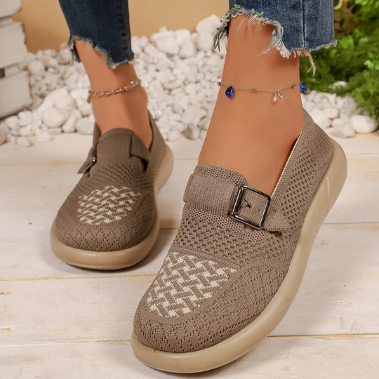 Damen Komfortable Slip-On Sneakers mit modischem Riemendesign R&B