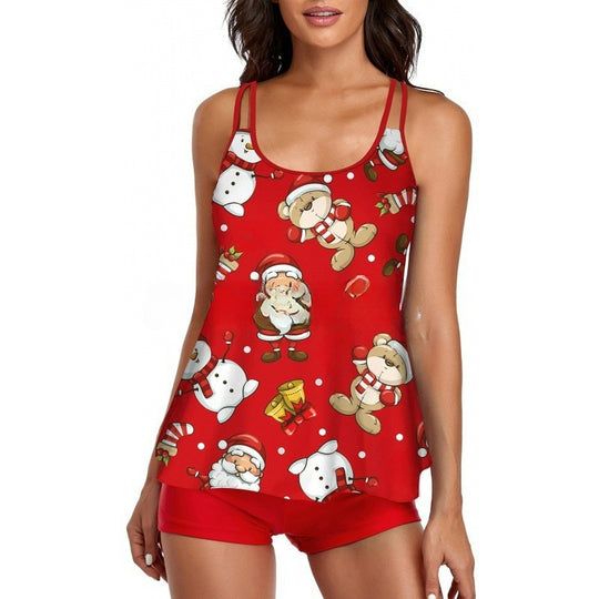 Damen Sportliches Tankini-Set mit bequemem Shorts und verstellbaren Trägern R&B