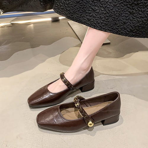 Damen elegante Mary Jane Ballerinas mit dekorativem Riemen R&B
