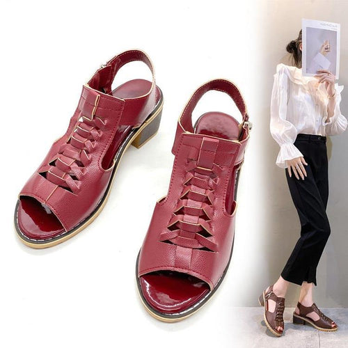 Damen elegante Schnürsandalen mit offener Zehenpartie und modischem Absatz R&B