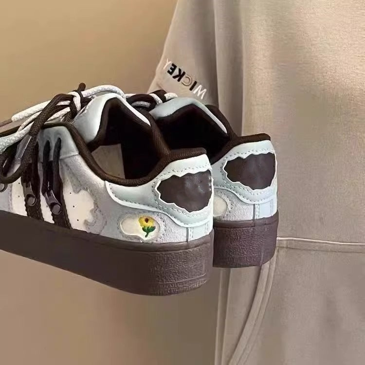 Damen Sportliche Sneakers mit robustem Gummiprofil und atmungsaktiver Oberflächenstruktur R&B