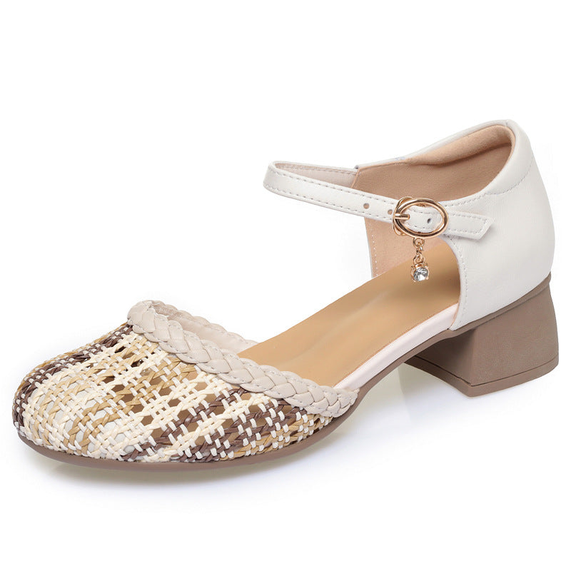 Damen Komfortable Sandaletten mit verstellbarem Fesselriemen und geflochtenem Design R&B