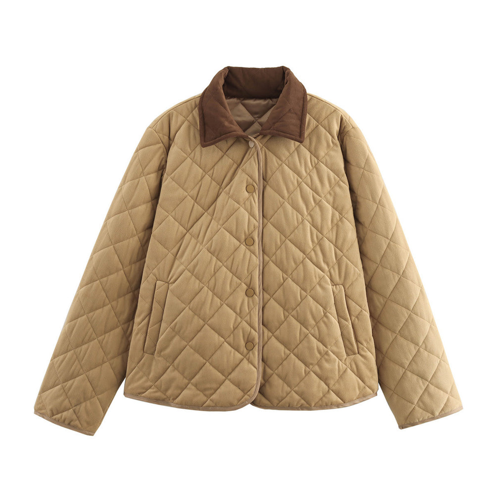 Damen gesteppte Übergangsjacke mit klassischem Stehkragen und praktischen Taschen R&B